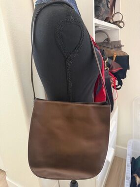 Mondani Brown Leather Crossbody with Gold Accent